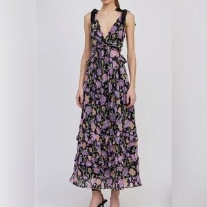 En Saison Black and Purple Floral Maxi Dress